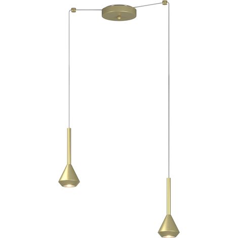 Lampadario Moderno Aygo Metallo Ottone 2 Luci Gu10