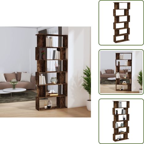 Bücherregal/Raumteiler Räuchereiche 80x24x192 cm Holzwerkstoff - Buche Regal - Holzmöbel - Bücherstand - Raumteiler - Etagenturm (1/5)
