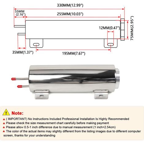 Car modification parts, overflow tank, polished stainless steel radiator, overflow can, coolant reservoir, 2 inches - 3"10" (OCC074) (1/4)