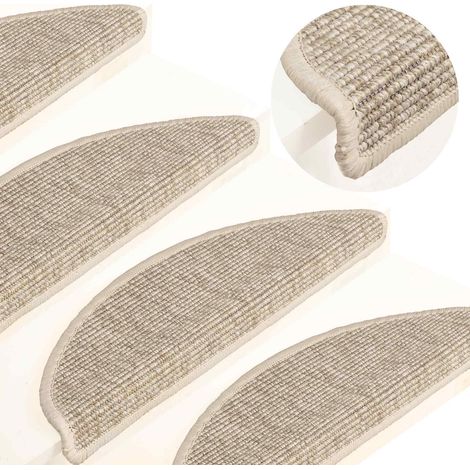 Maison Exclusive - Tappetini per scale 15 pz 56x17x3 cm Beige chiaro Semicircolari (1/5)