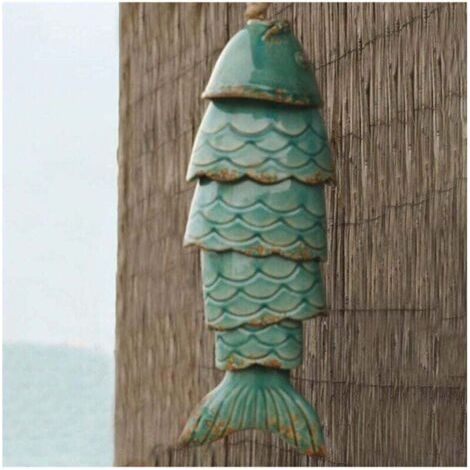 QORVA-Carillon à vent Koi carillon à vent koi en métal créatif décoration de jardin de la maison ornements koi antiques carillon à vent koi en métal adapté à la décoration extérieure de la maison jard