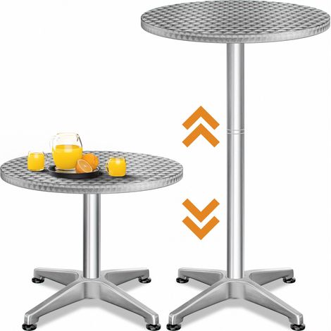 CASARIA® Bar Table 60 cm Diameter Height Adjustable 70cm 115cm Standing or Sitting Breakfast Café Bistro Pub Outdoor Dining Stainless Steel Cocktails Drinks