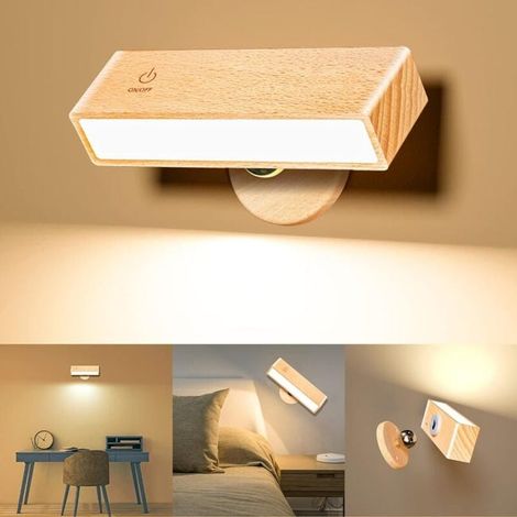 Lampe de lecture LED Lampe murale Chambre à coucher Contrôle tactile Luminosité réglable 360° Rotatif Boule magnétique Rechargeable (SKU produit : 95197436 SKU Offre : lehuamwj694) (1/4)