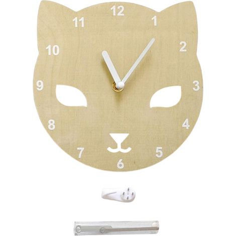 Horloge murale en bois de 20 cm, silencieuse, motif chat, idéale pour décorer les magasins, les cafés et les chambres d'enfants. (1/5)