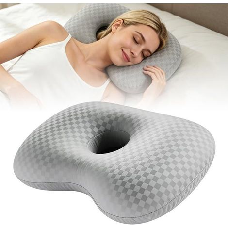 Coussin Piercing Oreille,Coussin Rond Avec 9Cm Trou,Piercing Pillow 44X32X8Cm,Oreiller Trou D'Oreille Ergonomique Pour Dorme[CA114] (1/5)