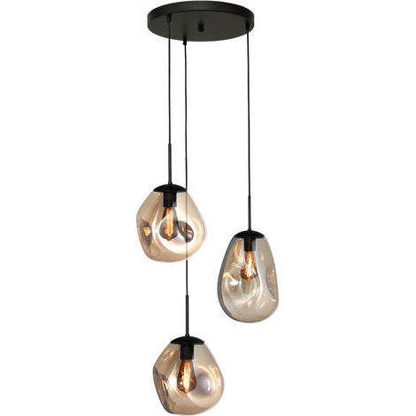 Lampe suspendue Lava 3x verre doré - 2762-05-35-3-02-011