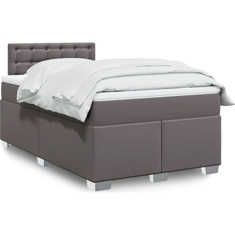 Boxspringbett mit Matratze Grau 120x200 cm Kunstleder