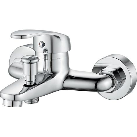 Mitigeur Monocommande Bain Douche, Robinet Baignoire Mural,Robinet Douche Mitigeur Baignoire, Raccord Fileté 1/2", Chromé