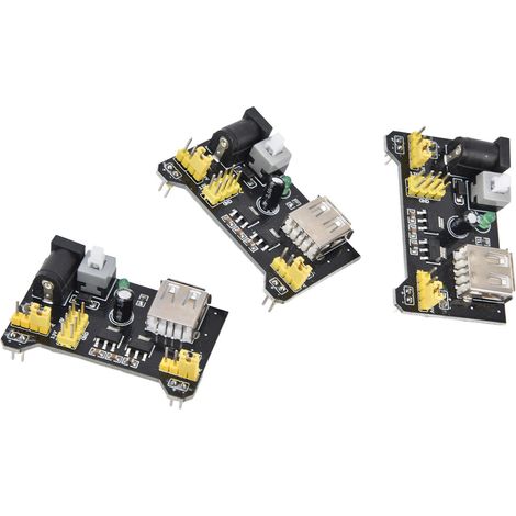 Module d'alimentation pour plaque d'essai MB102 (3 pièces) : alimentation CC 6,5-12 V, USB 3,3 V/5 V (1/5)