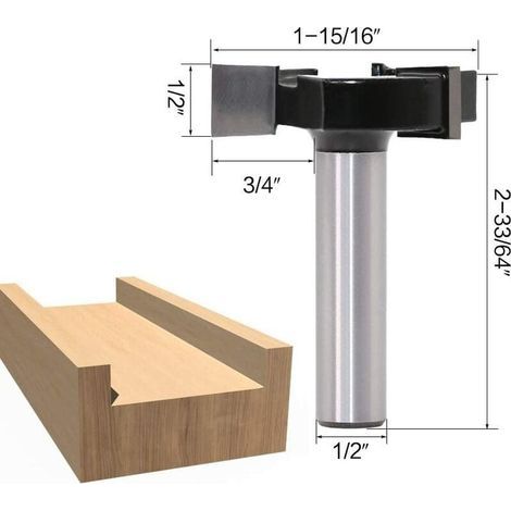 Fraise à raboter avec tige de 1/2quot, Bit de routeur de surfaage CNC Spoilboard, Mèche de toupie pour aplatir la dalle Bit de rabotage Outil de travail du bois (1/4)