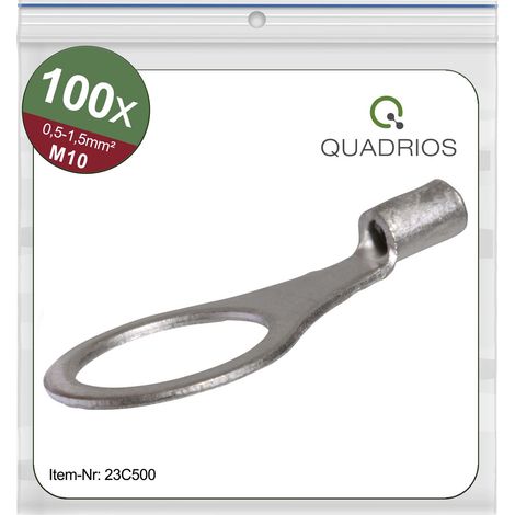 Quadrios 23C500 Ringkabelschuh Querschnitt (max.)=1.5 mm² Loch-Ø=10.5 mm Unisoliert 100 St. (1/5)