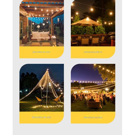 Guirlande Lumineuse ST38 LED Extérieure, prévision 2700K Lumières de Patio Vintage, Guirlande de Jardin pour Fête, Mariage, Camping, Plusieurs Tailles Disponibles (7.6M) 10 lumières