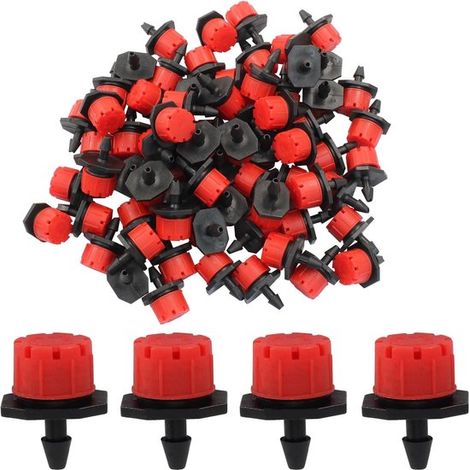 100 Stück Automatische Bewässerungströpfchen Bewässerungssprinkler 360° verstellbare Düse Zubehör für Bewässerungssysteme Für 4/7 mm Anschluss Fü (1/5)