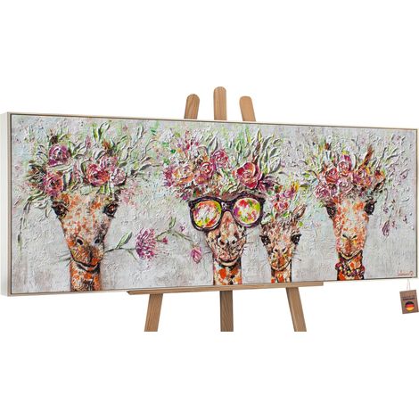 Gemälde Giraffen Rahmen Beige 120x40 cm (1/5)
