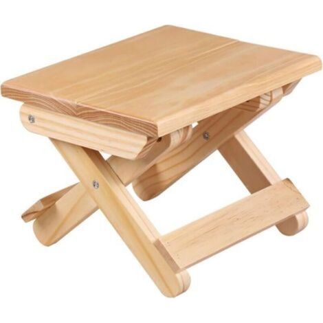 Marchepied pliable en bois massif pour la maison, les jeux, la pêche et le jardin, 24 x 19 x 17,8 cm (1/3)