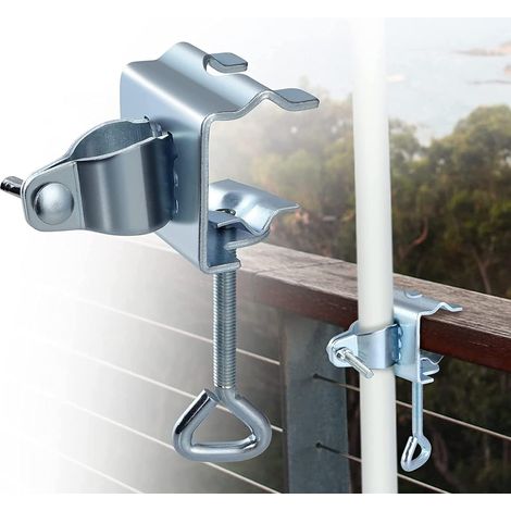 Support de parasol à fixer sur table, pince métallique pour ombrelle de jardin, porte-parapluie stable pour balcon, plage, pêche, terrasse, lot de 2 - DENUOTOP (1/5)