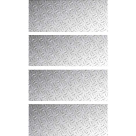 Nez de marche Rectangulaire 4 pcs Argenté 100 x 40 cm Aluminium (1/5)