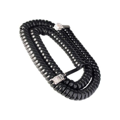 Cable espiral con 2 machos 4p4c 2,1 mts. extendido negro
