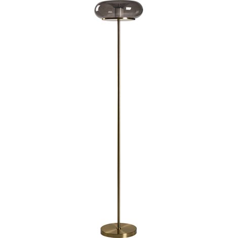 Lámpara de pie LED moderna con pantalla de vidrio base de metal con regulador de intensidad gris Nith (1/5)