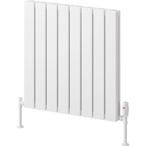 Reina Piatto Double Horizontal Aluminium Radiator 600mm H x 595mm W - White (1/3)