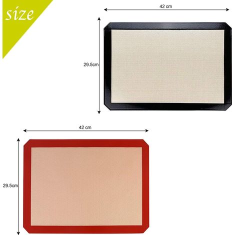 Tappetino da forno in silicone 2 pezzi 42 x 29,5 cm, tappetino da forno antiaderente, tappetino da forno in silicone per preparare pane/macaron