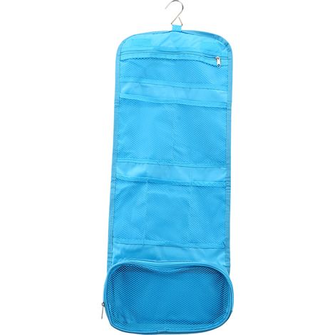 Trousse de toilette murale portable à plusieurs poches, bleue (1/5)