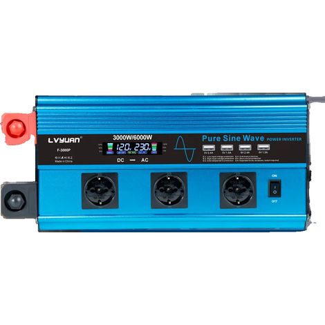 Wechselrichter, reine Sinuswelle, hoher Wirkungsgrad, 6000 W Spitzenleistung, Europa, DC 12 V, AC 220–240 V (1/2)
