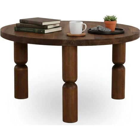 Dmora - Wohnzimmertisch Dpogb, Niedriger Wohnzimmertisch, Kaffeeregal, Couchtisch für Sofa, 70x70h40 cm, Nussbaum