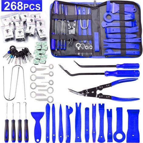 Kit de herramientas de 268 piezas para desmontar molduras – accesorios para paneles de puertas y radios de coche – fabricado en nailon POM – compatible con todos los modelos de vehículos (1/3)
