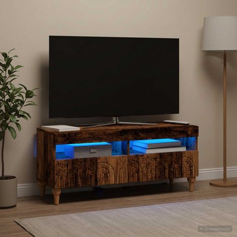 vidaXL Mueble de TV LED ALKMAAR 100 x 35 x 43 cm Madera envejecida (1/4)