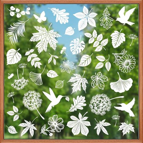 Autocollants Fenêtre Feuille Blanches Stickers Plante Pissenlits (1/5)