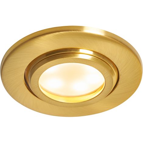 Litecraft Marlowe Fire Rated Tiltable Round IP65 Rated Recessed Downlights - Satin Brass (1/5)
