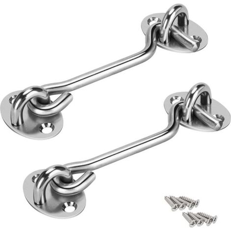 Crochet de Cabine,Abri de Verrouillage de verrou de Portail Loquet de Porte Silencieux, Crochets à illets en Acier Inoxydable pour Les Portes de Garage de Porte de Hangar(2Pcs)- (1/5)