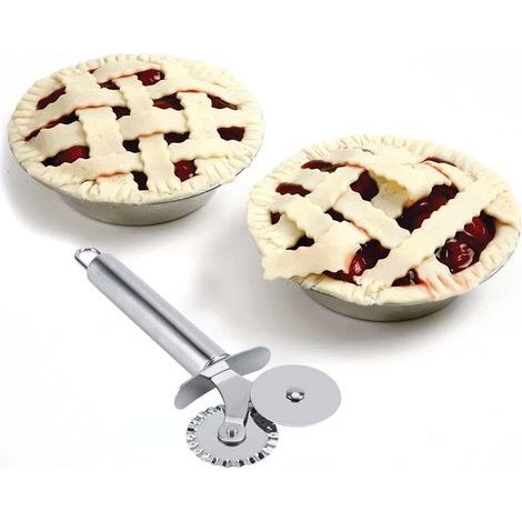Couteau à pizza multifonctionnel en acier inoxydable avec deux roues, couteau de sécurité pour les cuisiniers amateurs (1/5)