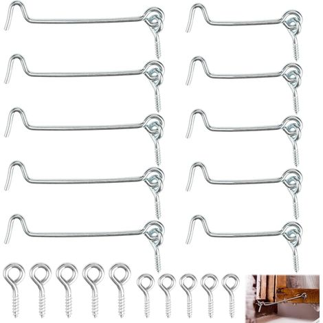 10 pièces Crochets De Fenêtre Verrouillage, Crochet Et Fenêtre à œIl, œIllet épais Résistant à La Corrosion De Verrouillage De Porte Privé Avec 10 Vis De Fixation Pour Portes Fenêtres (1/5)