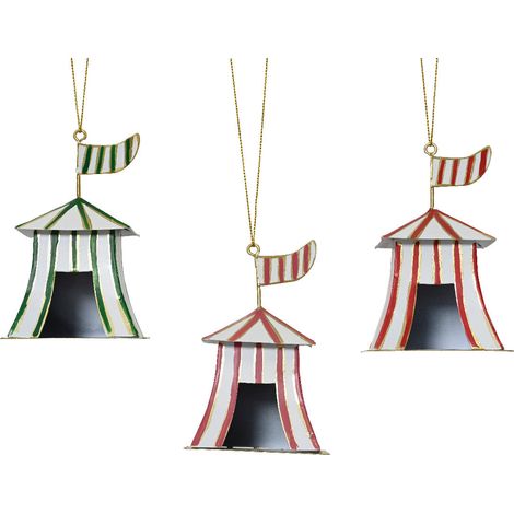 Tenda Circo decorazione natalizia appendibile modello assortito Rosso/Verde H10.5cm