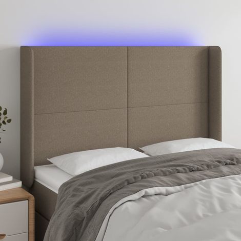 Tête de lit à LED Taupe 147x16x118-128 Tissu (1/5)