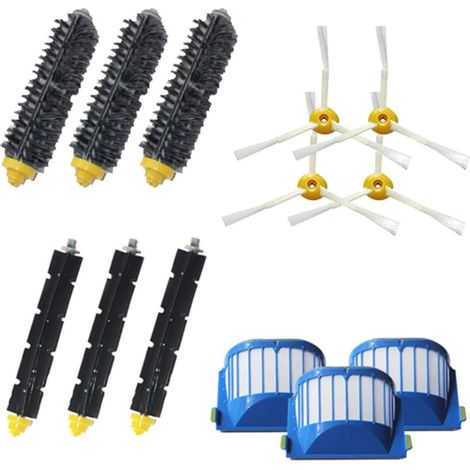 Kit di ricambi comprendente spazzola a setole e battitore flessibile, 3 spazzole laterali Armed-3 e filtri Aero Vac per gli aspirapolvere iRobot Roomba serie 600, 620, 630, 650, 660 e 680. (1/5)