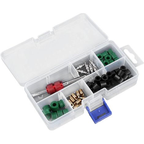 Kit de réparation de climatiseur (71 pièces) : outils de réparation, 10 obus de valve, 50 joints de tuyau, 10 valves.