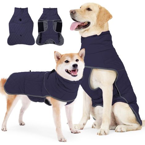 Manteau d'hiver imperméable pour chien Veste polaire chaude de protection contre le froid pour chiens de moyenne et grande taille Gilet réfléchissant ajusté réglable avec boucle de traction pour l'ext (1/5)