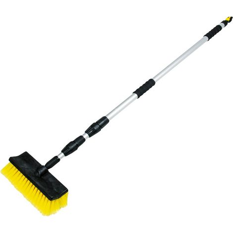 BOUTTÉ Brosse de lavage 2 faces avec manche télescopique, manche 1,30 à 2,50m
