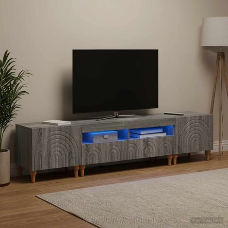 vidaXL 3 Piece LED TV Cabinet Grey Sonoma Engineered Wood (1/5)