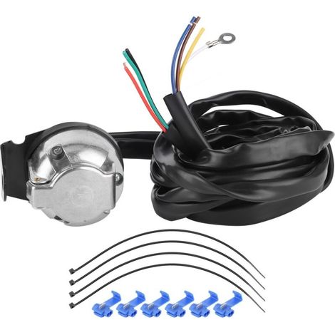 Connecteur de remorque européen à 7 broches, prise de cablage, cable de 2m pour véhicules commerciaux, semi-remorques (1/5)