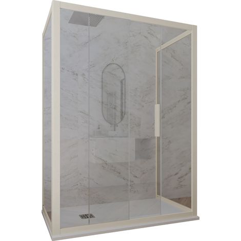 3-seitige Duschkabine 90x150x90 Klarglas Champagne Deco Trio