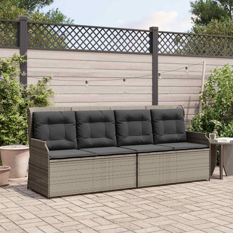 Gartenbank Grau Poly-Rattan