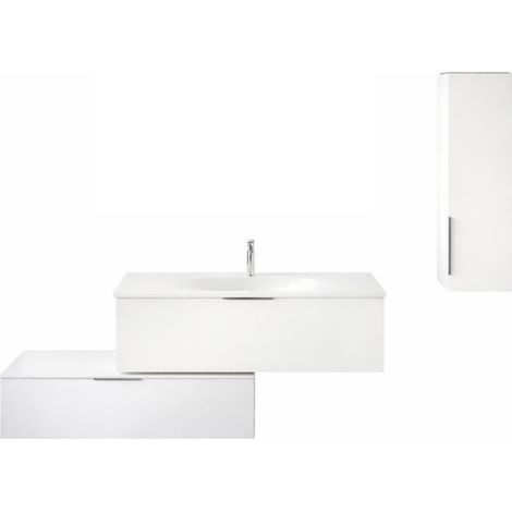 Mueble de lavabo 90 cm BURGBAD Olena desplazado blanco brillo + columna