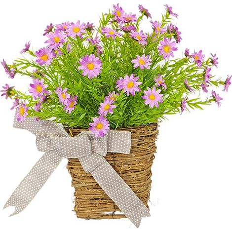 Frühlings- und sommerlicher Blumenkranz [39 cm], Weidenkorb für die Haustür, künstliche Blumendekoration für Wand und Fenster, Landhausstil, Dekoration für das Ferienhaus (1/2)