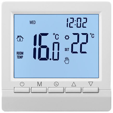 – Thermostat radiateur électrique manuel 16A – Affichage LCD rétroéclairé – Programmable 6 modes – Fonction antigel – Installation facile (1/3)