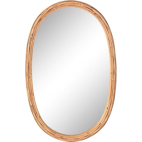 Miroir ovale en rotin naturel style bohème chic - rotin naturel clair (1/4)
