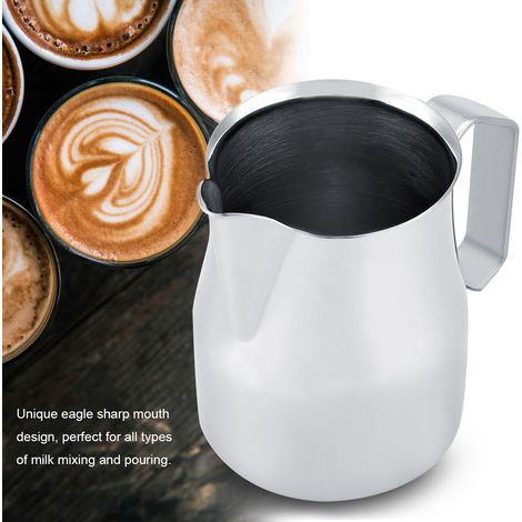 mousseur à lait en acier inoxydable pour tasses à latte art avec bec verseur (1/5)